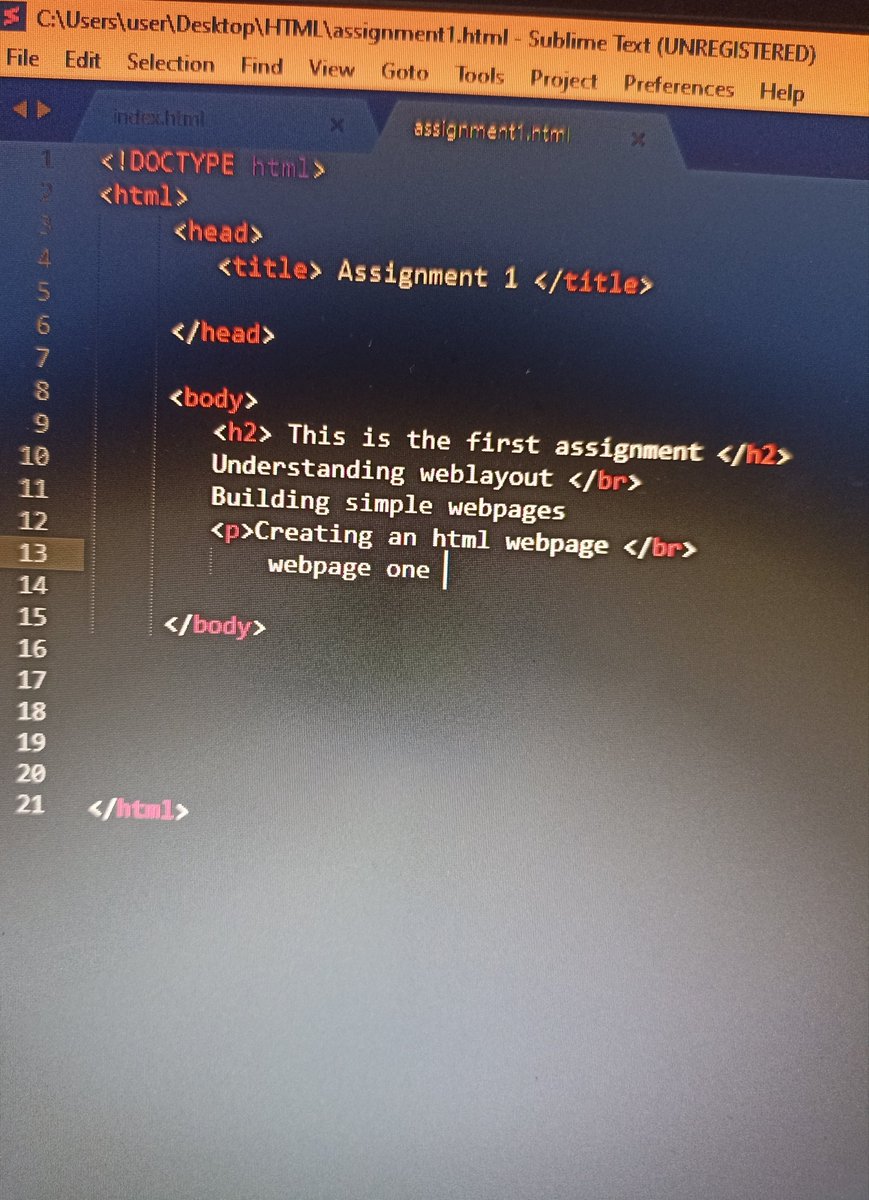 SheilaKimutai28's tweet photo. Just started html course, done with the first assignment #learningwithdapps3
It's quite an interesting language can't wait for the next week and another assignment https://t.co/AJRiHduL8F