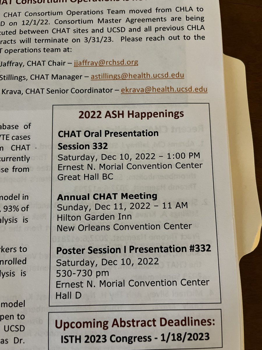 Come see all that is happening with CHAT at #ASH22 want to highlight Hope Wilson and her oral abstract presentation!