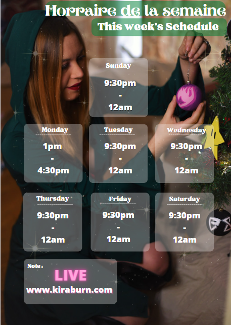 My schedule for next week 11-17 dec.++ Mon horaire pour la semaine prochaine 11-17 dec.  https://t.co/HCAOtQE3BK  @StreamateFrance<a href="/tag/livestream"class="tags"><span>#livestream</span></a><a href="/tag/smbonus"class="tags"><span>#smbonus</span></a><a href="/tag/d%C3%A9cembre"class="tags"><span>#d&eacute;cembre</span></a>