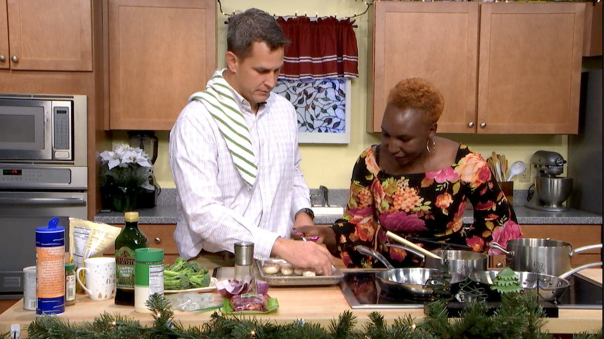 ActonTV1's tweet photo. Our special guest at the studio today, was John Mangiaratti, Town Manager for the @ActonMAGov , for an #ActonInFocus holiday special. He made steak, shrimp and stuffed mushrooms with a side of broccoli. Look out for the video coming soon. #holiday #ActonMA #LocalGovernment https://t.co/Zf7XtKY5Gp