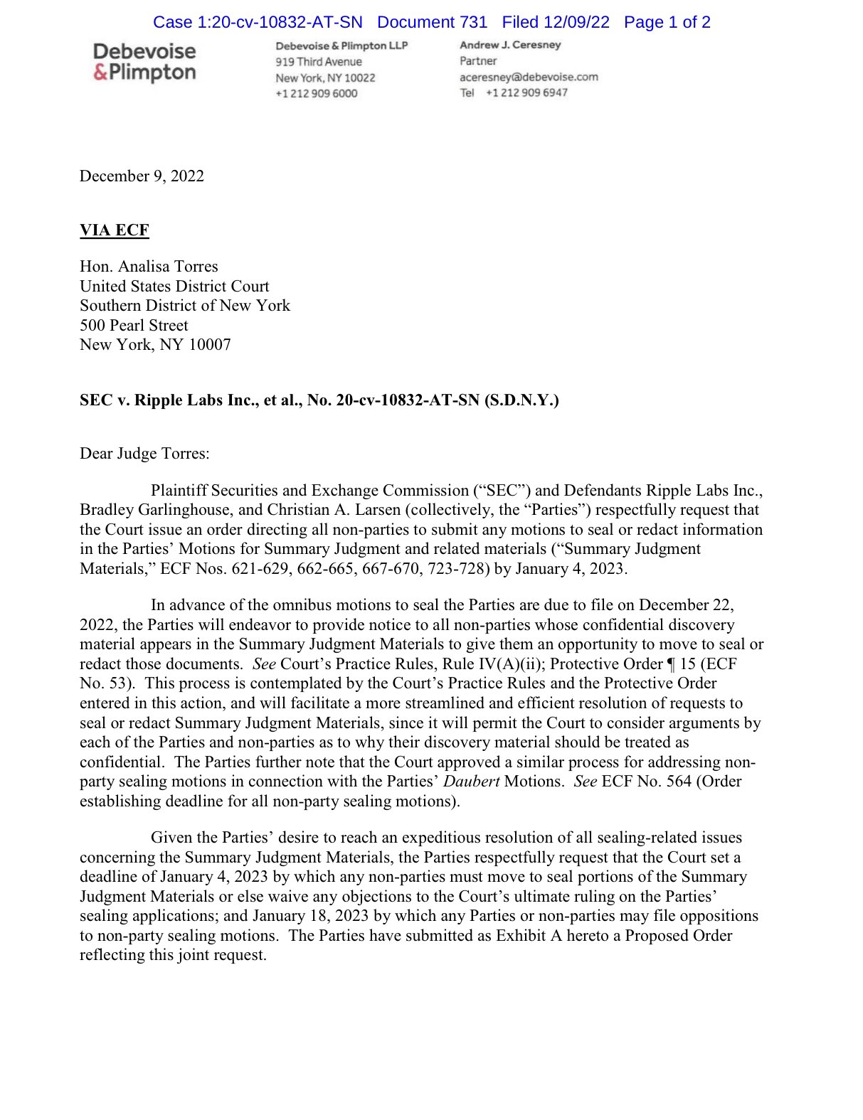 James K. Filan 🇺🇸🇮🇪 on Twitter SECGov v. Ripple XRP