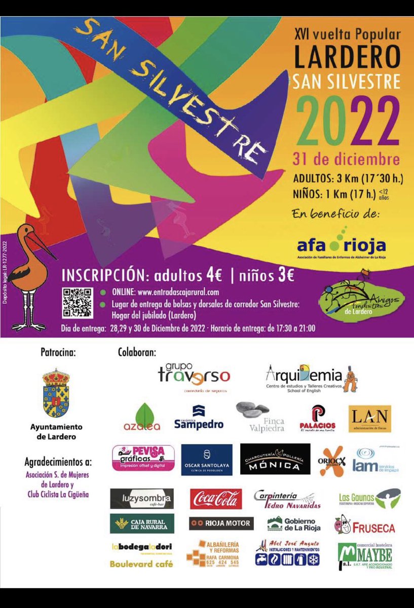 Cartel de la San Silvestre de Lardero 2022,inscripciones en entradascajarural.com no lo dejes para el último día xq las camisetas son limitadas #ContamosContigo #Lardero