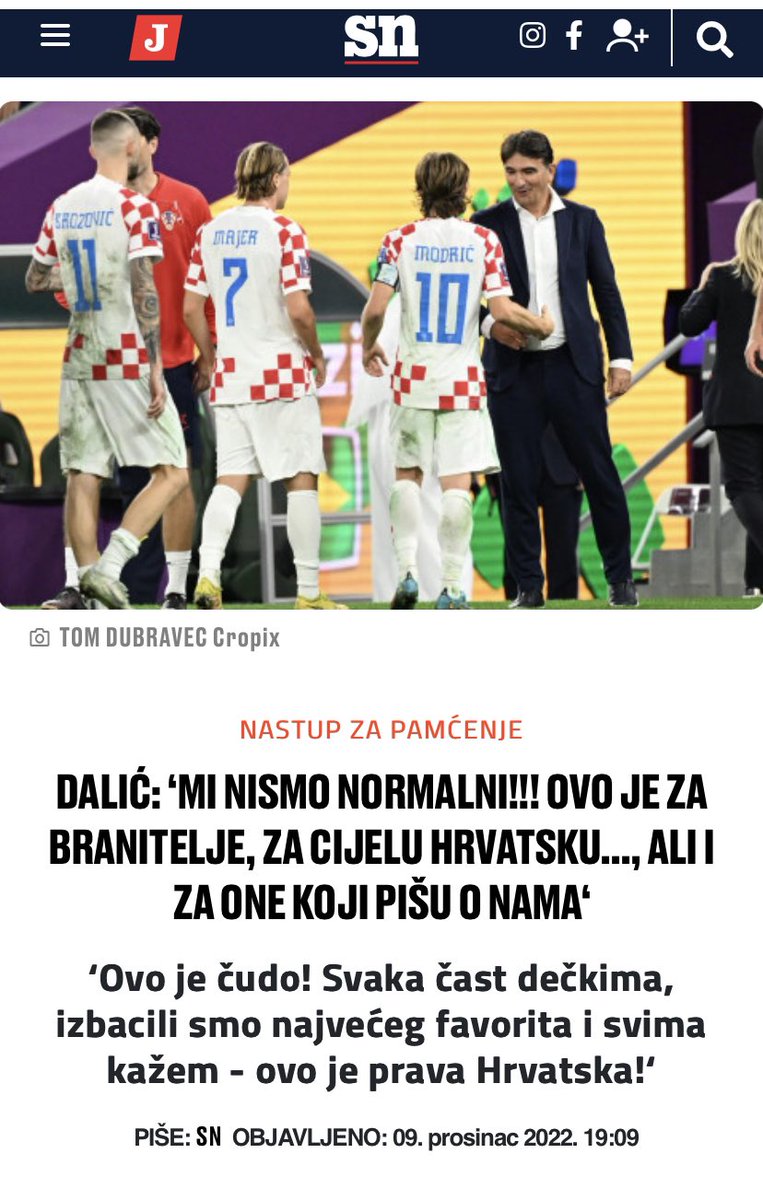 #Croatia’s coach #Dalic - “This is for the #WarVets #branitelji, for all of Croatia #Hrvatska & those who cover us”…😉 #Croatia tossed out 🇧🇷 who many thought would take home the #WorldCup! 🇭🇷❤️🙏👏⚽️😎 🏆 #MiHrvati #Domovina #forever #MoreThanAGame  #FIFAWorldCup #BRACRO