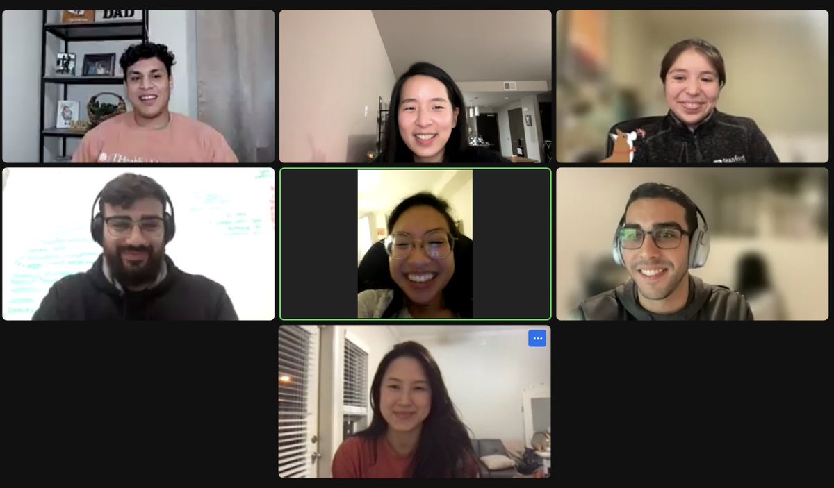 Super fun research team that Yue, Chantal and I gathered using @RepresentRehab! Gabriel is Chantal's mentee, Luis and Youshaa are part of our leadership team, and Ankhim signed up via our research opportunities page! Helping people get PMR experience makes us happy! #rehab #pmr