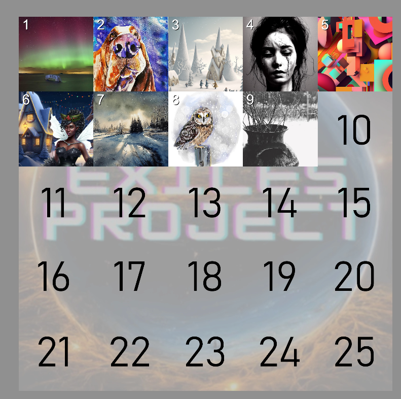 The <a href="/ExilesProject22/">Exiles Project</a> Advent Calendar is such a rewarding project for me! 

Each day many people are delighted with their surprise air drop! Not to mention the magic of the dynamic calendar! 

Buy yours for 5 #tezos &amp; get the free airdrops until Dec. 25th 
objkt.com/asset/KT1H3CBx…