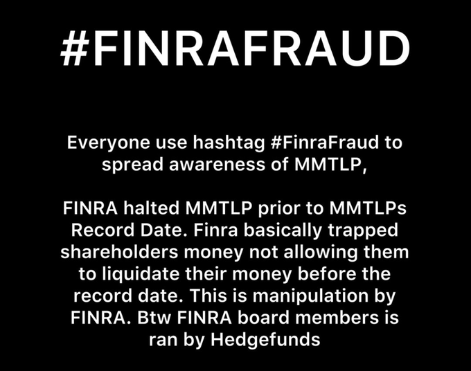 RootkitAlpha's tweet photo. @FINRA
$MMTLP $MMAT Get this trending #FinraFraud #FinraStoleChristmas https://t.co/NHstqr1FsX
