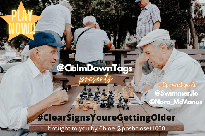 🤍Welcome Everyone🤍

Anyone see my glasses?👓What’d I come in here for?🤔

Anyhoo, let’s all calm down and play:

#ClearSignsYoureGettingOlder

..with our outstanding guests <a href="/Nora_McManus/">Nora McManus 😺🦉</a> and <a href="/SwimmerJlo/">Swimmerjlo_</a> ..brought to you by Chloe @poshcloset1000 

🔥Part of <a href="/HashtagRoundup/">Hashtag Roundup</a> 🔥