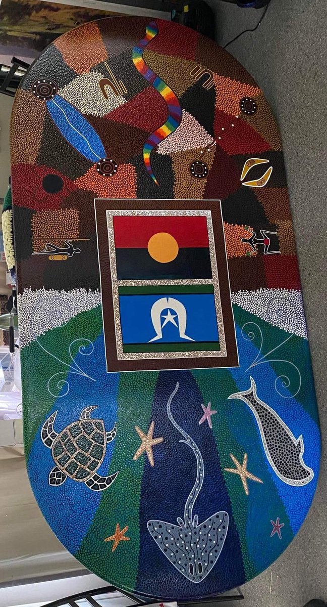 Micky_OwiseOne's tweet image. Now this is a truly amazing piece of art. 
And a one of a kind dining table. 
#IndigenousArt #firstnationsart