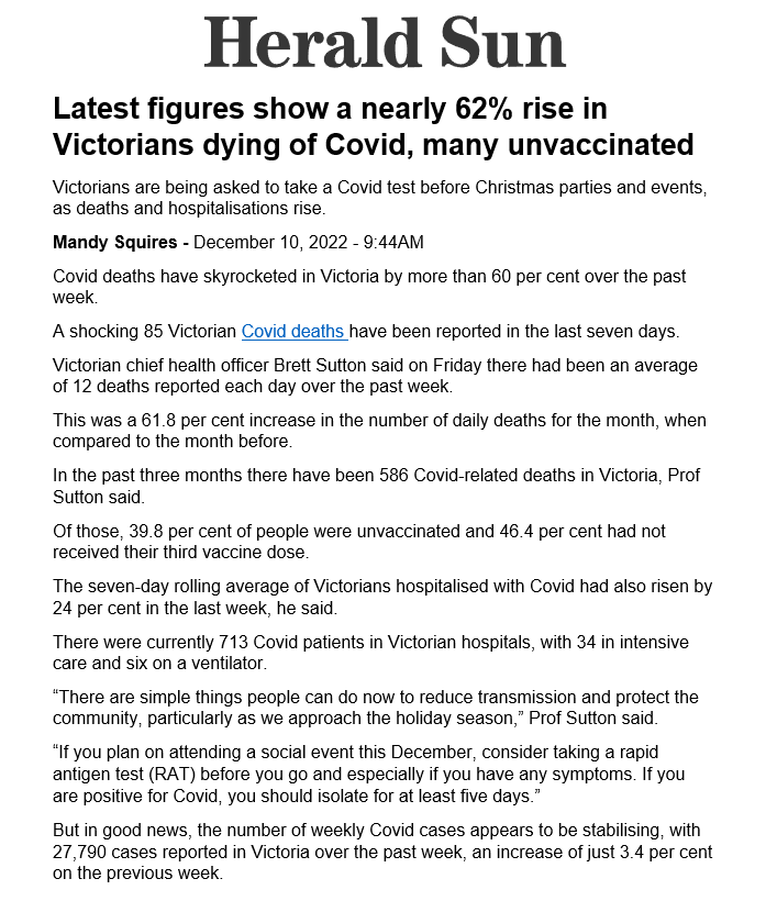 BigBadDenis's tweet image. Victorians are being asked to take a COVID test before Christmas parties and events, as deaths and hospitalisations rise.

#COVID19Vic 

Source: heraldsun.com.au/news/victoria/…