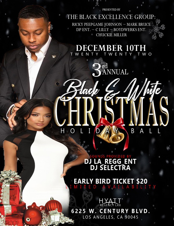 DawgCoinETH20's tweet photo. 3rd Annual Black &amp; White Christmas Holiday Ball :: Sat. Dec. 10th
https://t.co/AFAa04xT5W
#eblast #igblackevents #blackevents #events #ball #lablackevents #blackeventsinla #holiday #upscale #DJ #music #party #Sulpacio #entertainment #LivePerformance #theloop411 #HyattRegencyLAX https://t.co/FKm2ugB5V4