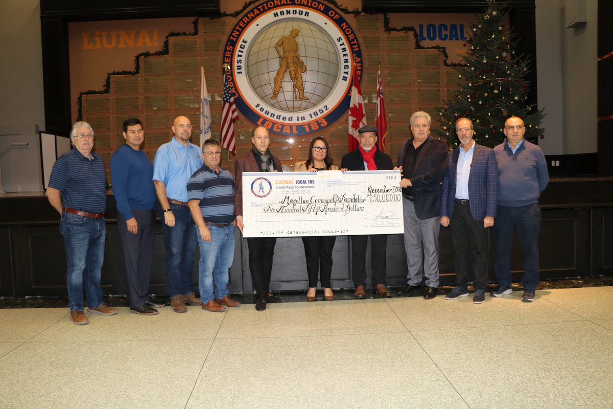 MagellanCF's tweet photo. @liuna183 North America’s largest construction local union has graciously donated $1,000,000 over the span of four years with a $250,000 donation this year for the construction of the Magellan Centre. Thank you! https://t.co/azGhNdS9kO