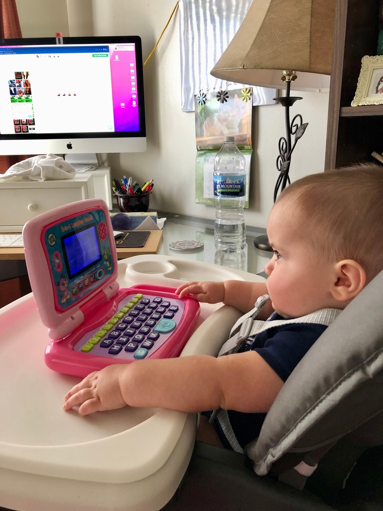 amanda_copy's tweet photo. Freddie hard at work trying to get projects done before the weekend hits... #boymom #wfhlife #whfmom #copywriter https://t.co/S3A8ZGxMVs