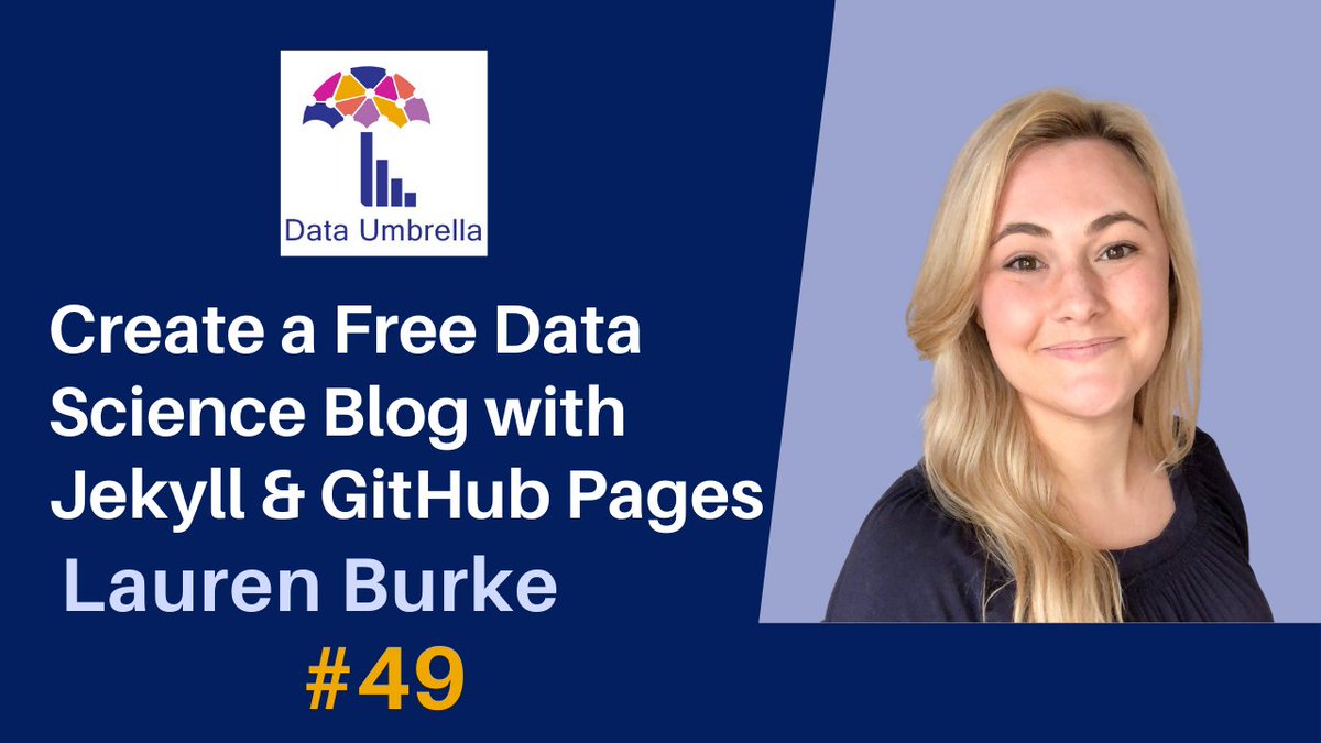 Data Umbrella (@dataumbrella) on Twitter photo In case you missed our event, the video is here:
📢 Create a Free Data Science Blog with Jekyll & GitHub Pages
🗣️ <a href="/lauren_e_burke/">Lauren Burke-McCarthy</a>
💡step-by-step explanations
#datascienceportfolio #python
And, subscribe to our YT channel for more videos.
youtu.be/7SBXl94xNl8 In case you missed our event, the video is here:
📢 Create a Free Data Science Blog with Jekyll & GitHub Pages
🗣️ <a href="/lauren_e_burke/">Lauren Burke-McCarthy</a>
💡step-by-step explanations
#datascienceportfolio #python
And, subscribe to our YT channel for more videos.
youtu.be/7SBXl94xNl8