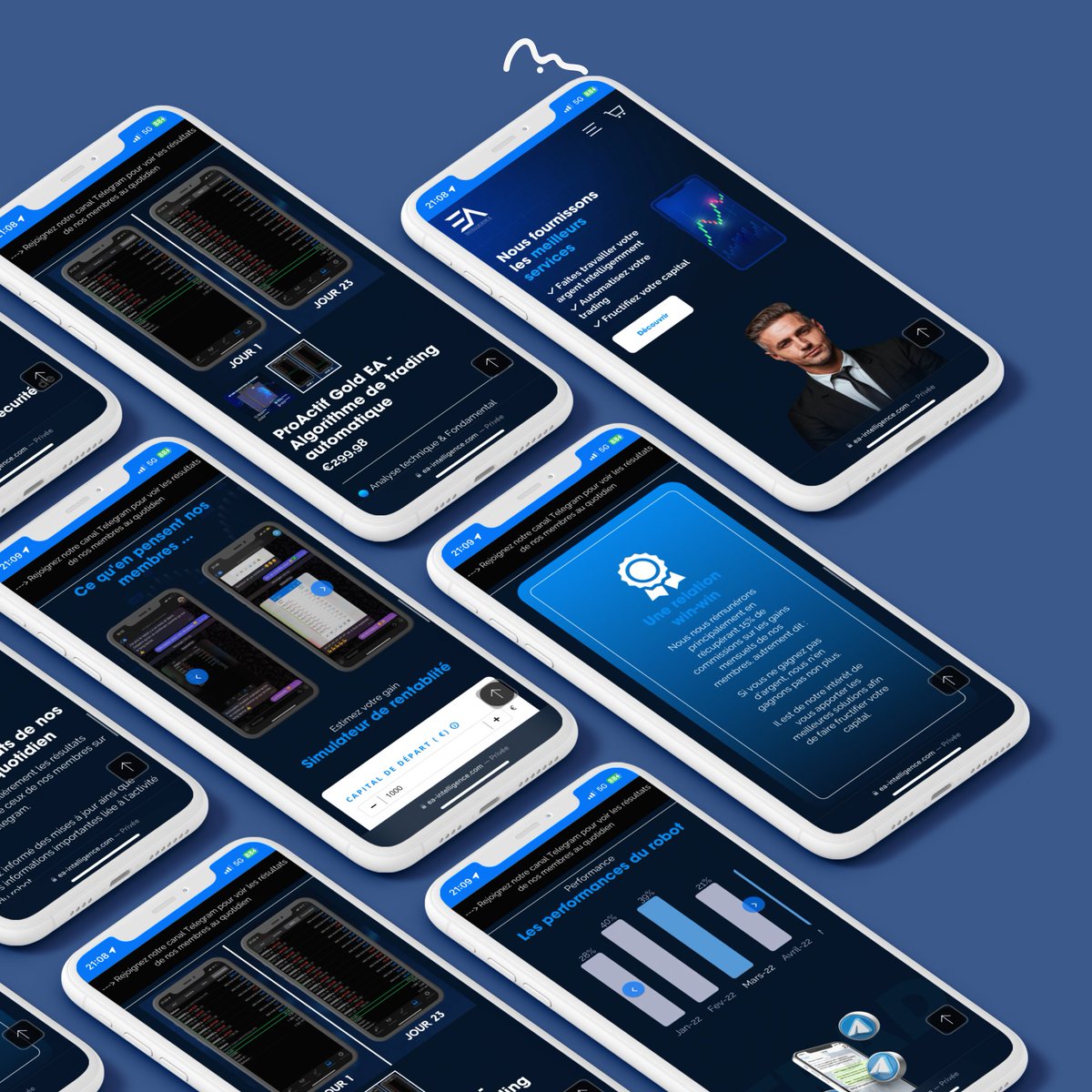 monastudi0's tweet photo. Notre client EA Intelligence a fait appel à nous pour une refonte de site complète pour son produit IA Bot de Trading 

Le challenge était de rendre attractif un site très spécifique et unique envers une plus grande audience.

CMS : Shopify 🛍 https://t.co/6qLAs5vcrT
