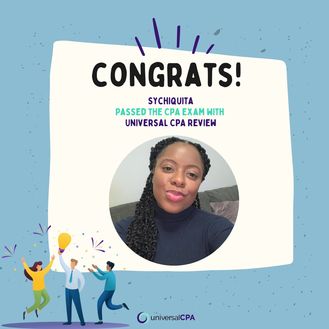 #CONGRATS!
Sychiquita Stokes Passed the CPA exam with #UniversalCPAReview! We are so proud of you.

Thanks for trusting in us to help you pass! 

#cpareview #cpaexam #passthecpa 

Sign up for a free trial today: universalcpareview.com