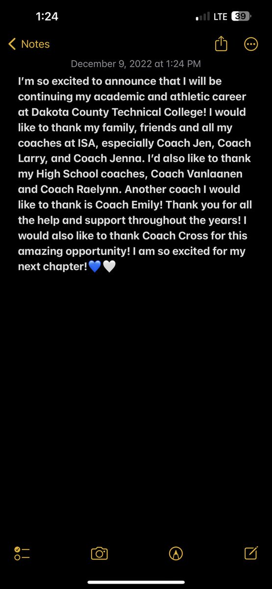 ssway2005's tweet photo. So excited to announce my verbal commitment to Dakota County Tech!🤍💙 @Ashwaubenon_sb @NSR_Softball @ISA_Softball @ImpactSportsGB https://t.co/3zr72B09v5