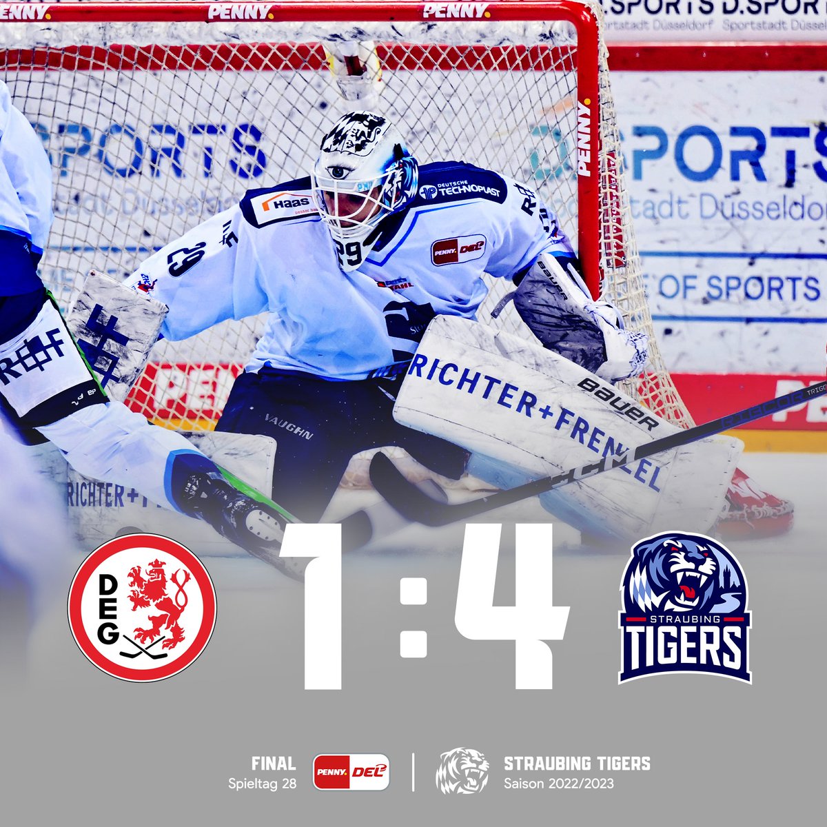srtigersfans's tweet photo. 🐯A U S W Ä R T S S I E G 💪

Die @straubingtigers nehmen 3 Punkte aus Düsseldorf mit nach Niederbayern!

#DEGvsSTR | 1:4 | ENDSTAND

#tigershockey #straubing #pennydel #degstr `60 https://t.co/OjhW4Rrw4z