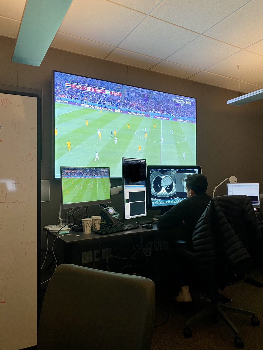 sydpayne10's tweet photo. Radiology is a team sport. So is football. In the CVI reading room, we take the World Cup very seriously! #FIFAWorldCup #CROBRA #ARGNED https://t.co/s4HkpBqlhP