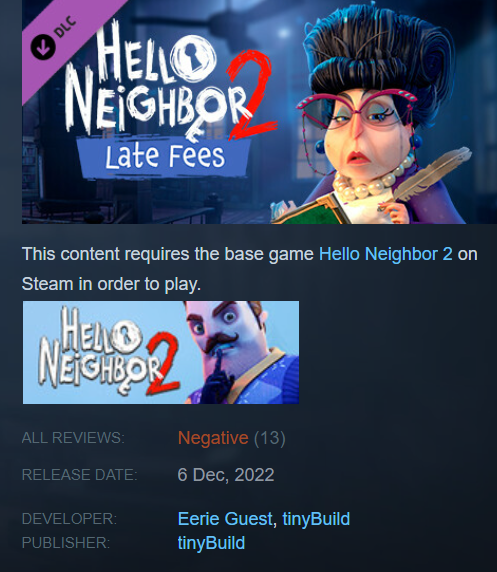 Hello Neighbor 2: Late Fees DLC no Steam