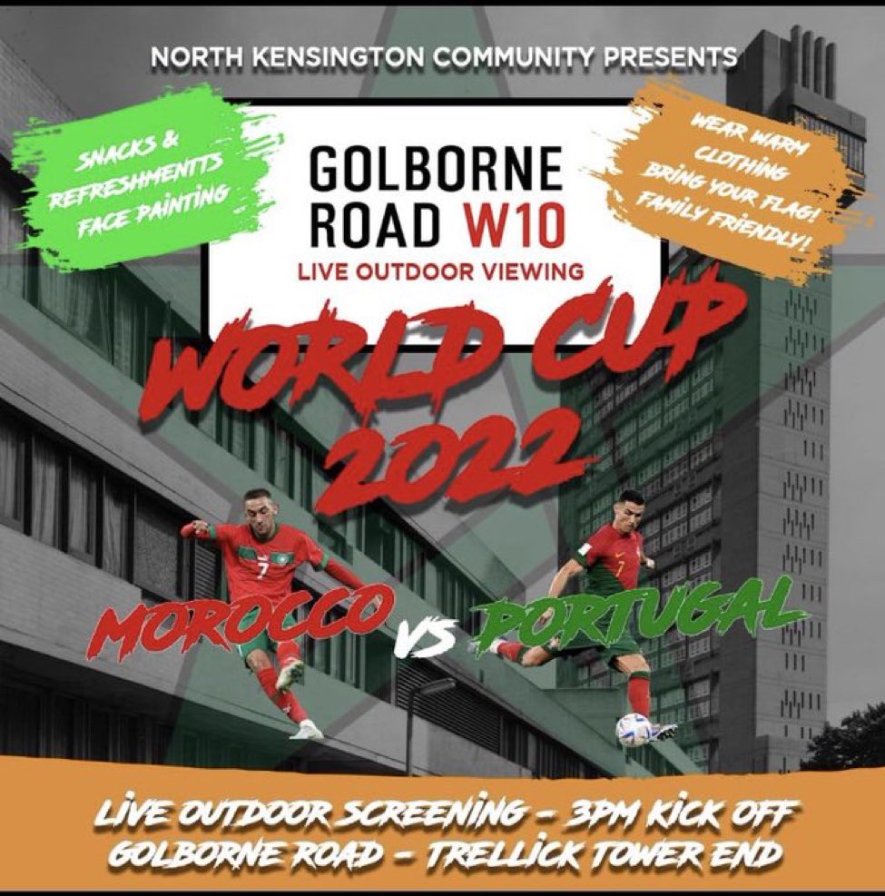 Tomorrow is the day. Kick off 3pm. All welcome. A North Kensington Community Production ⚽️