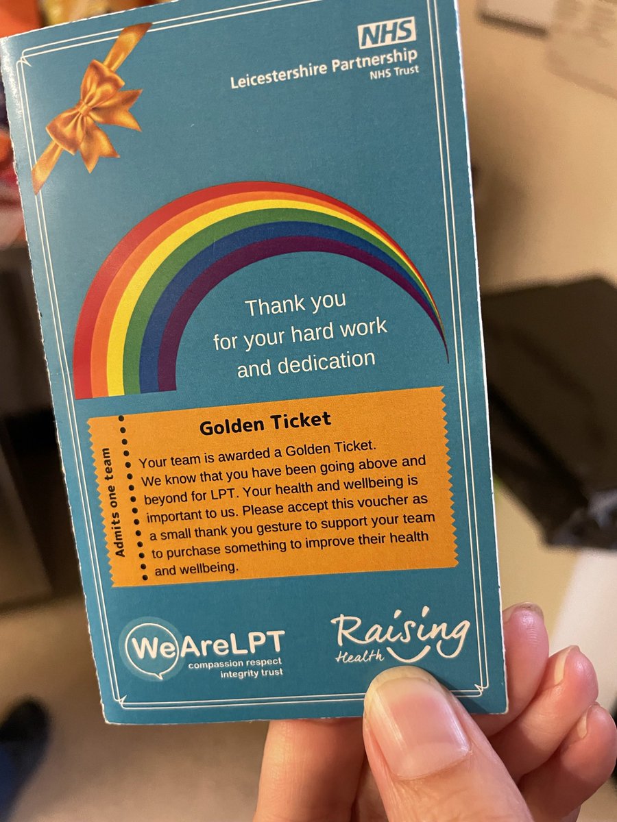 A little look back to July…We received a few goodies on <a href="/rutlandward/">Rutland Ward</a> for the NHS Big Tea as well as a golden Ticket 💛…so lots of treats chosen were by a lovely colleague for all the staff to enjoy #nhsbigtea <a href="/LPT_Activities/">LPT Meaningful Activities</a> @LPTReablement <a href="/SkinnerCarla/">carla yaxley</a> 🫖