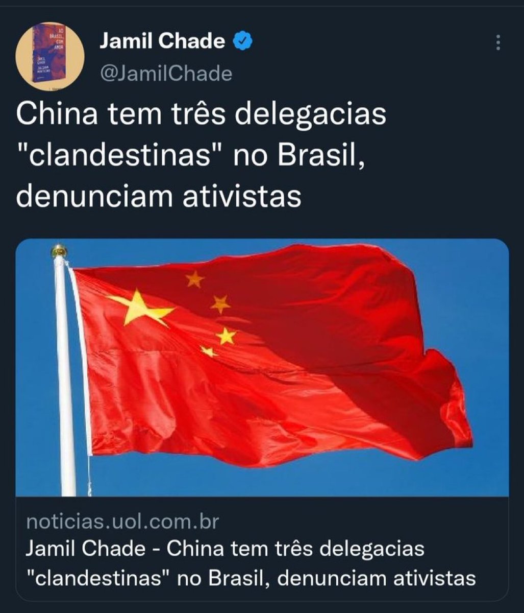 estermarquesaa's tweet image. 🚨 URGENTE E GRAVE: Jornalista que denunciou trama de sabotagem e crime de lesa-pátria no Itamaraty durante o Governo Bolsonaro traz a informação de que a Ditadura do Partido Comunista Chinês tem três DELEGACIAS CLANDESTINAS dentro do Brasil.