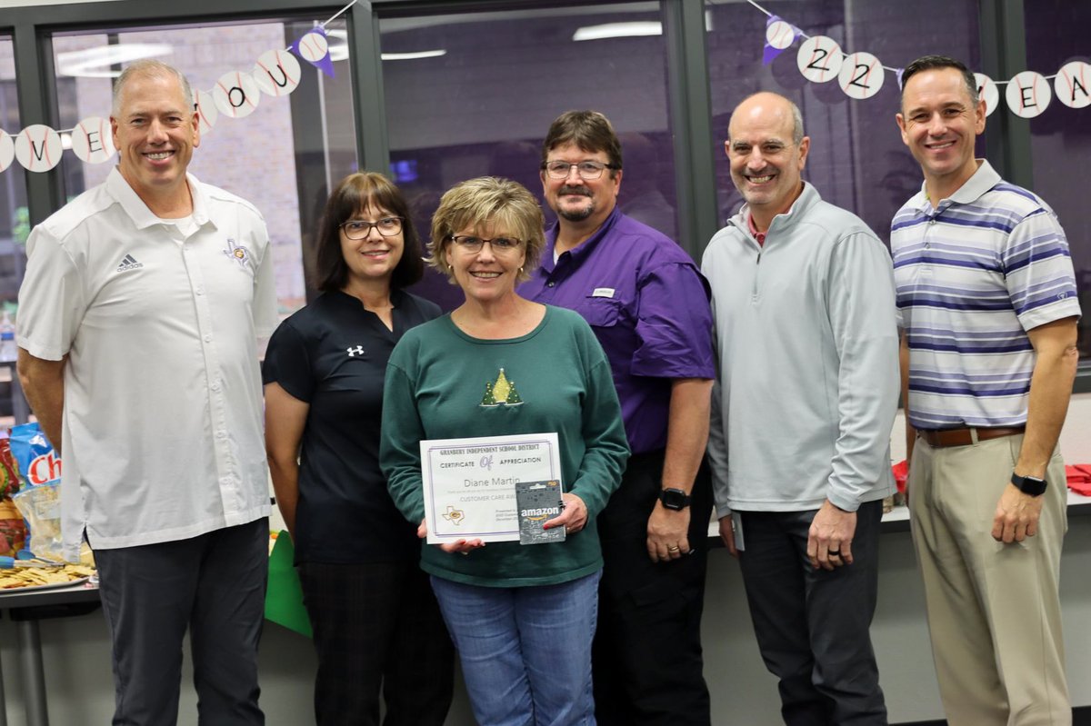 Diane Martin was presented the Customer Care Award on Fri., Dec. 9.  Martin was surprised with the award at her retirement reception when director Shelly Curtsinger named the many ways she made a positive impact during her 22 years with the district.  

#PirateFamily