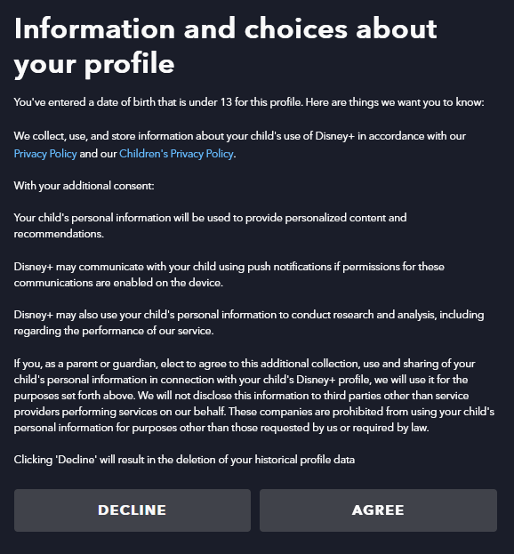 outofluckchuck's tweet photo. @DisneyPlus wants all your kids' data and your first born too. https://t.co/0Q3QZAoK9N