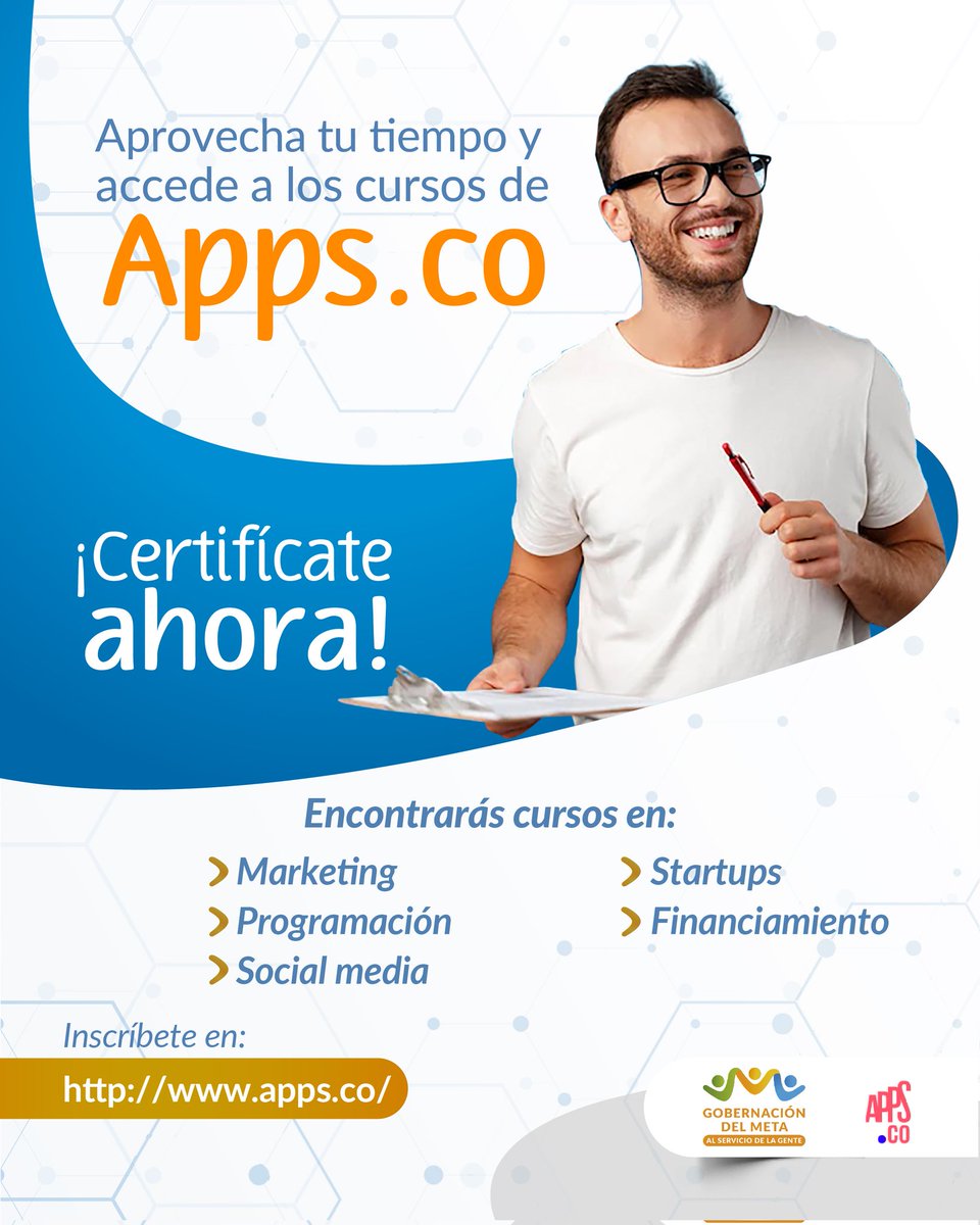 RedCIOMeta's tweet photo. Llego el momento de qué adquieras más conocimientos y obtengas tu certificado.

Con los 24 cursos gratuitos de @AppsCo tienes diferentes opciones para formarte en herramientas digitales.

📲 https://t.co/sXJIqKyZMr

#TransformaciónDigital #1000LlanerosTIC #RedCIO #GobMeta https://t.co/7QH7MfhifZ