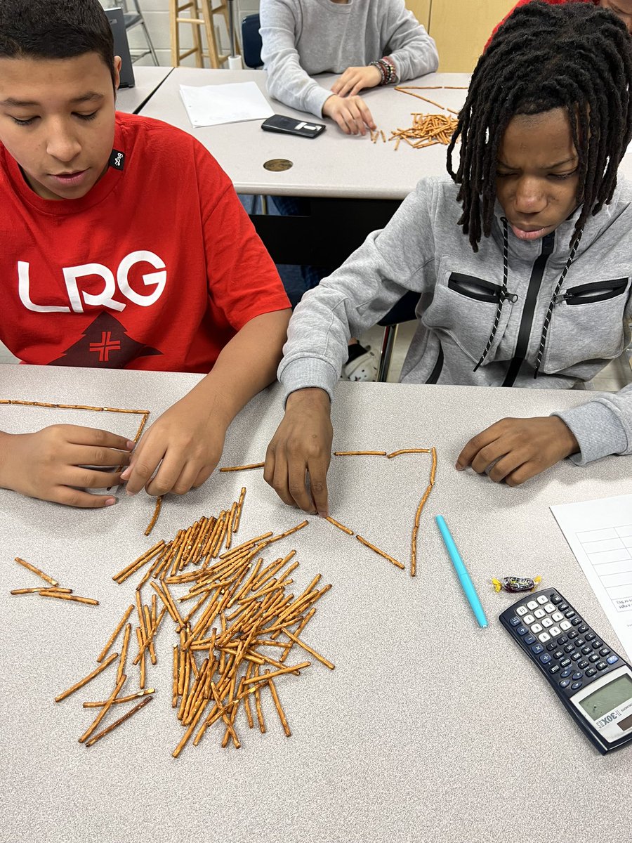 Determining with pretzels if 3 given side lengths make up a right triangle! 📐🥳 #LivinTheKnightLife