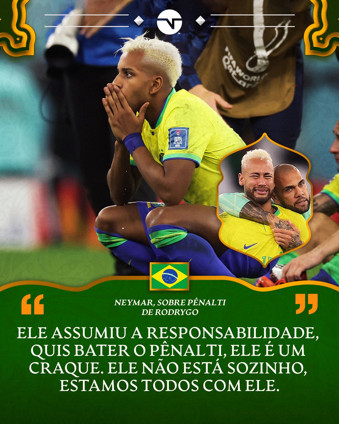 Neymar, sobre Rodrygo bater pênalti do Brasil: 'A gente confia nele