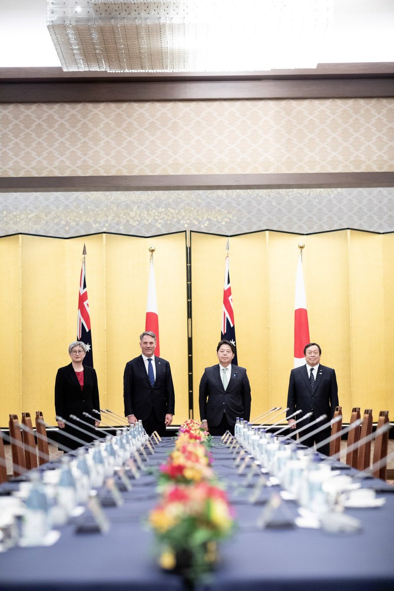 Australia and Japan are as strategically aligned as we have ever been. 

It was an enormous pleasure to meet with our friends Defense Minister #DMHamada and Foreign Minister Hayashi for our 🇯🇵🇦🇺 2+2 meeting.