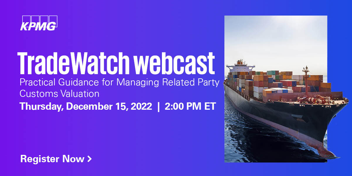KPMG_US's tweet photo. Explore practical considerations for managing related party customs valuation and #TransferPricing compliance. Join the TradeWatch webcast next Thursday at 2 PM ET for more:#TradeCustoms #KPMGTax
https://t.co/X6gzn0ASWV https://t.co/Bq4kQqA3oP