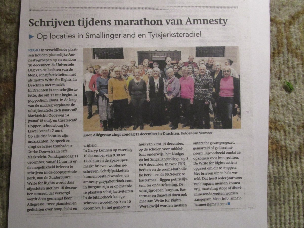 adhofstra's tweet photo. Schrijven tijdens #Amnesty marathon #Write4Rights in Smallingerland #Drachten Tytsjerksteradiel o.a. #Garyp #Burgum Schrijf mee het werkt echt #W4R22 ✍️ https://t.co/aulqhhy5ai