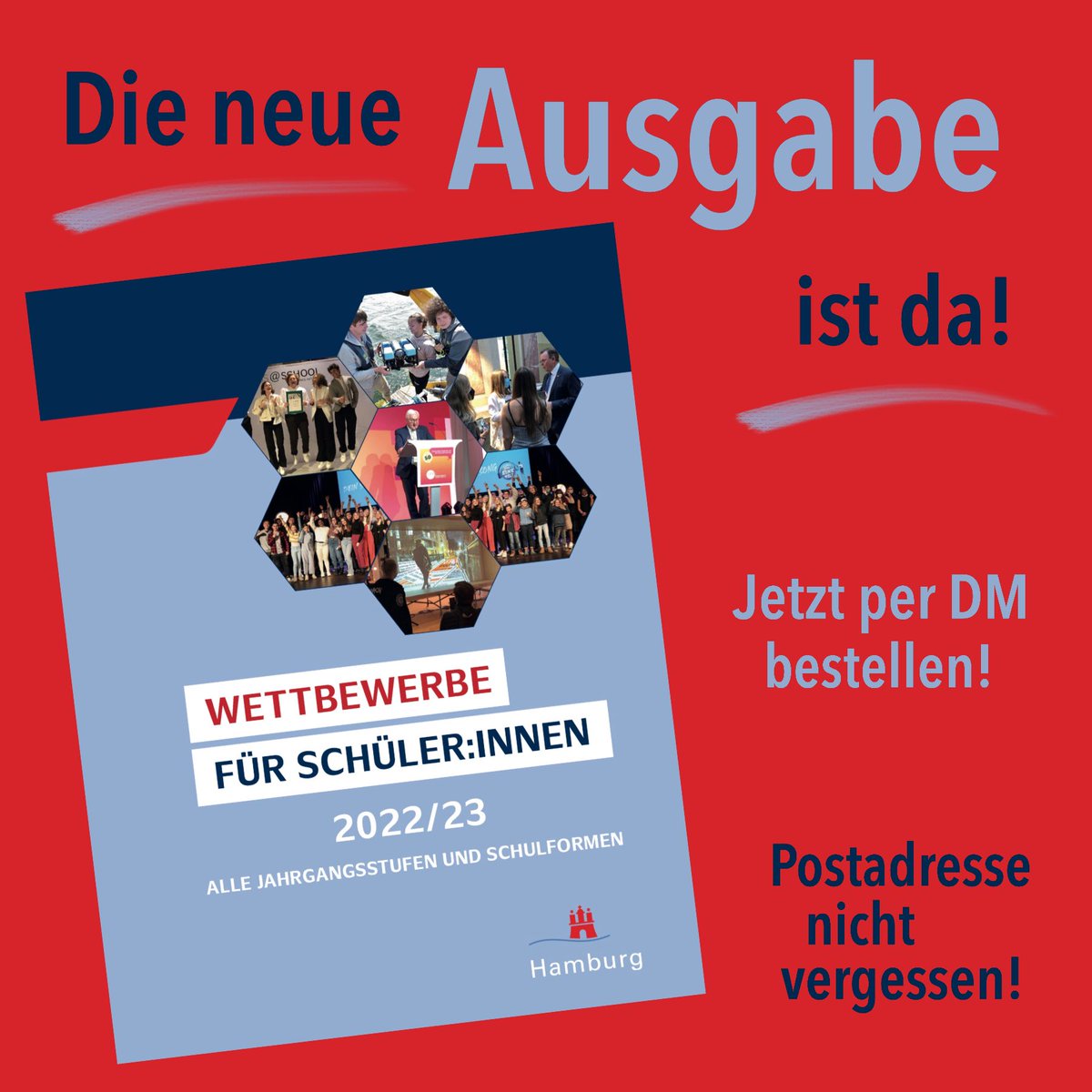 Ihr habt noch keine? Meldet Euch per DM oder E-Mail (thomas.bressau@bsb.hamburg.de) und sichert Euch jetzt Eure Ausgabe!

#hamburg #wettbewerb #wettbewerbe #schule #twitterlehrerzimmer #twlz