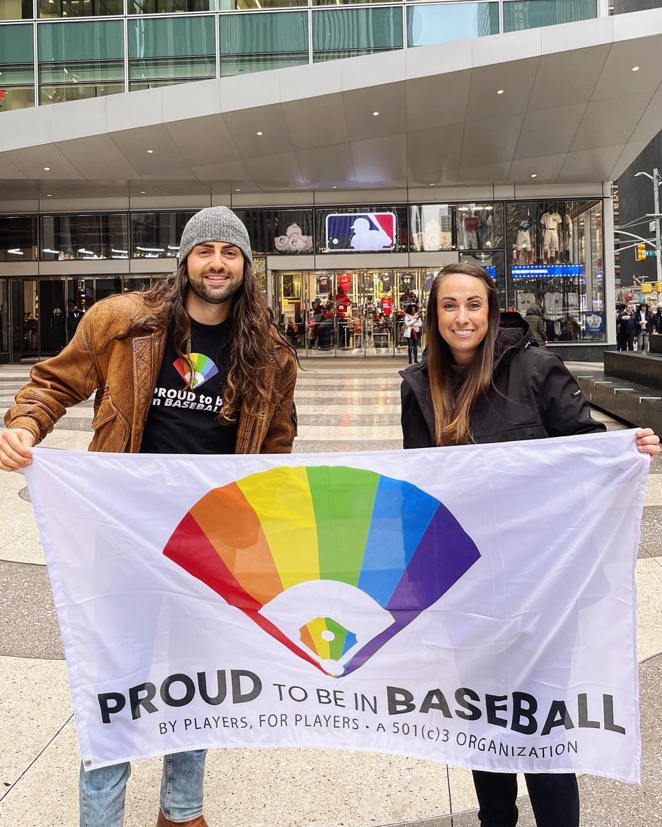 ProudBaseball's tweet photo. Our Strategy &amp; Ops Coordinator
Ashley &amp; Founder Bryan on the
ground in NYC getting things ready for
our 1st annual fundraiser gathering/
party/show-Couldn't attend but want
to support? Click the link in our bio to
donate! @RockwoodNYC
@GlobalFieldDay #fundraiser #lgbta
#nonprofit https://t.co/g20LF5DcnT