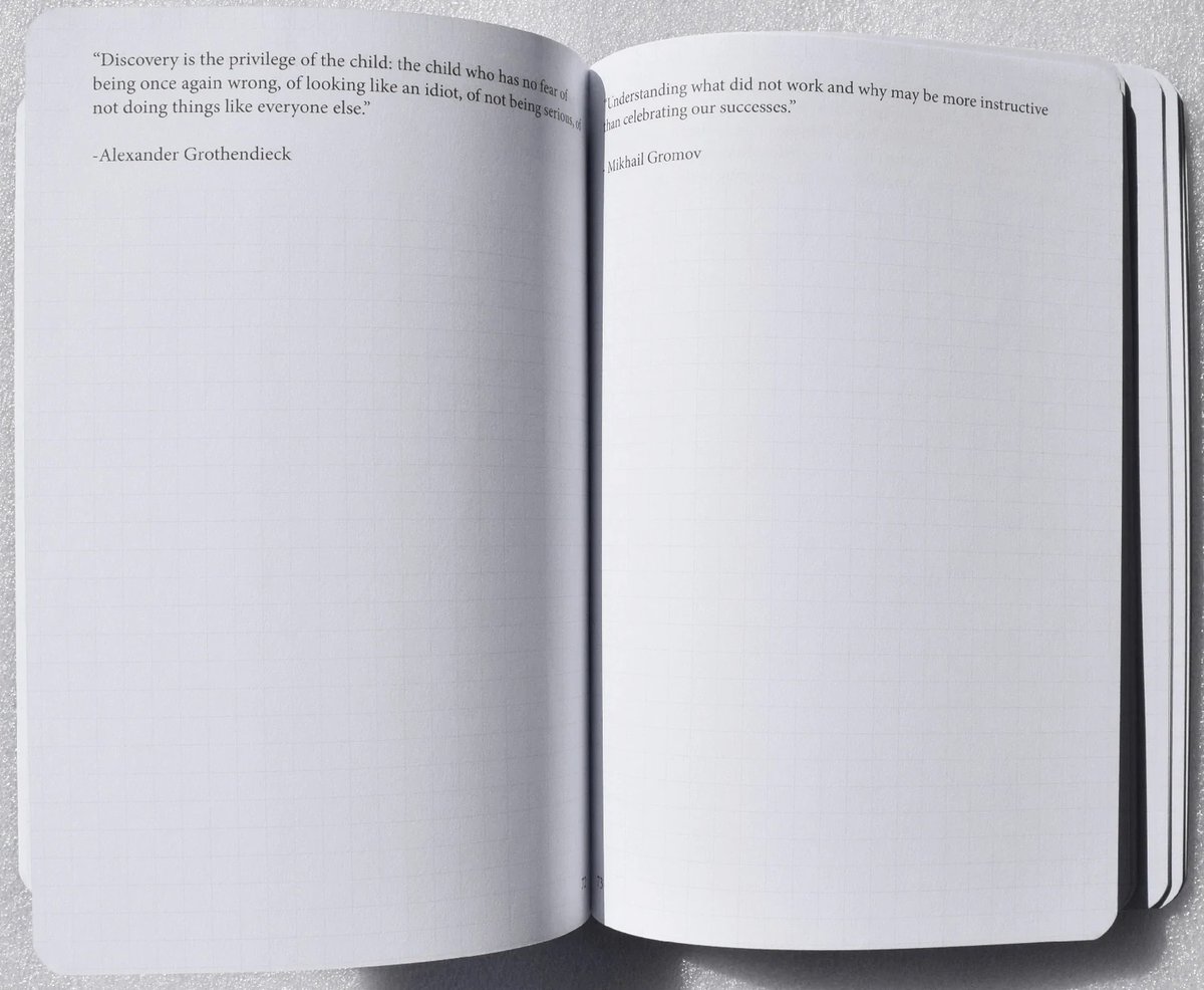 Need a gift for a math enthusiast? We made a notebook filled with math-related quotes (124 in total).

I’ve been using my own at home, and there’s something strangely inspiring about doing math below an especially thought-provoking statement.

3b1b.co/store