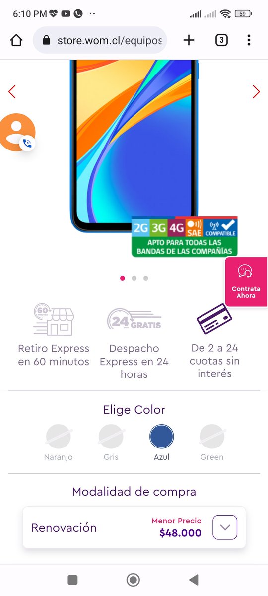djerickpradot's tweet photo. @WOMteAyuda tío wom trate de comprar este teléfono y me llamaron sus vendedores y me dieron otro valor al publicado quien miente??? https://t.co/XWmlFLkiE0