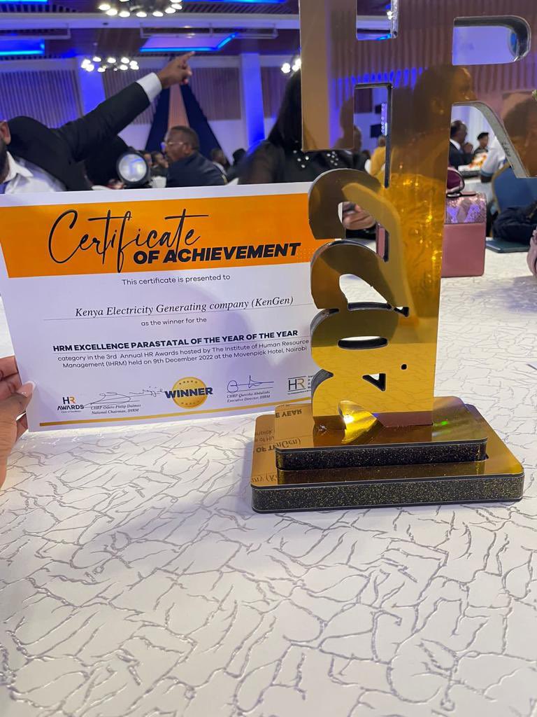 FrankDavidPR's tweet photo. We brought it home @KenGenKenya is your HRM Excellence Parastatal of the Year 2022.
Congratulations #TeamKenGen #EnergyChampion https://t.co/oOZT8Khs3c