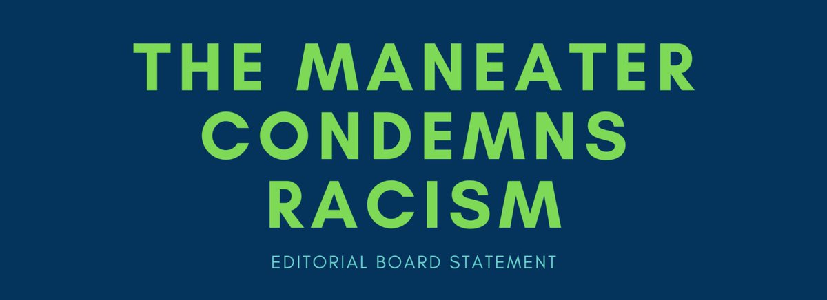 TheManeater's tweet photo. The Maneater Editorial Board condemns racism in light of recent reports of a student leader’s racist social media post, which was circulated online this week. 

https://t.co/9NGRS3wH78 https://t.co/npTotUIdpP