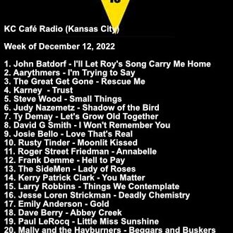 "Moonlit Kissed" from "Alchemy Road" is #10 on the December 12th <a href="/KCCafeRadio/">KC Cafe Radio</a> top 20 chart on <a href="/RadioIndieA/">Radio Indie Alliance</a>.
Listen: spoti.fi/3r3oPyd
Request: kccaferadio.com/rusty-tinder
Website: rustytinder.com

#RadioCharts #AlchemyRoad #RustyTinder #InternetRadio #Top10 #TopTen