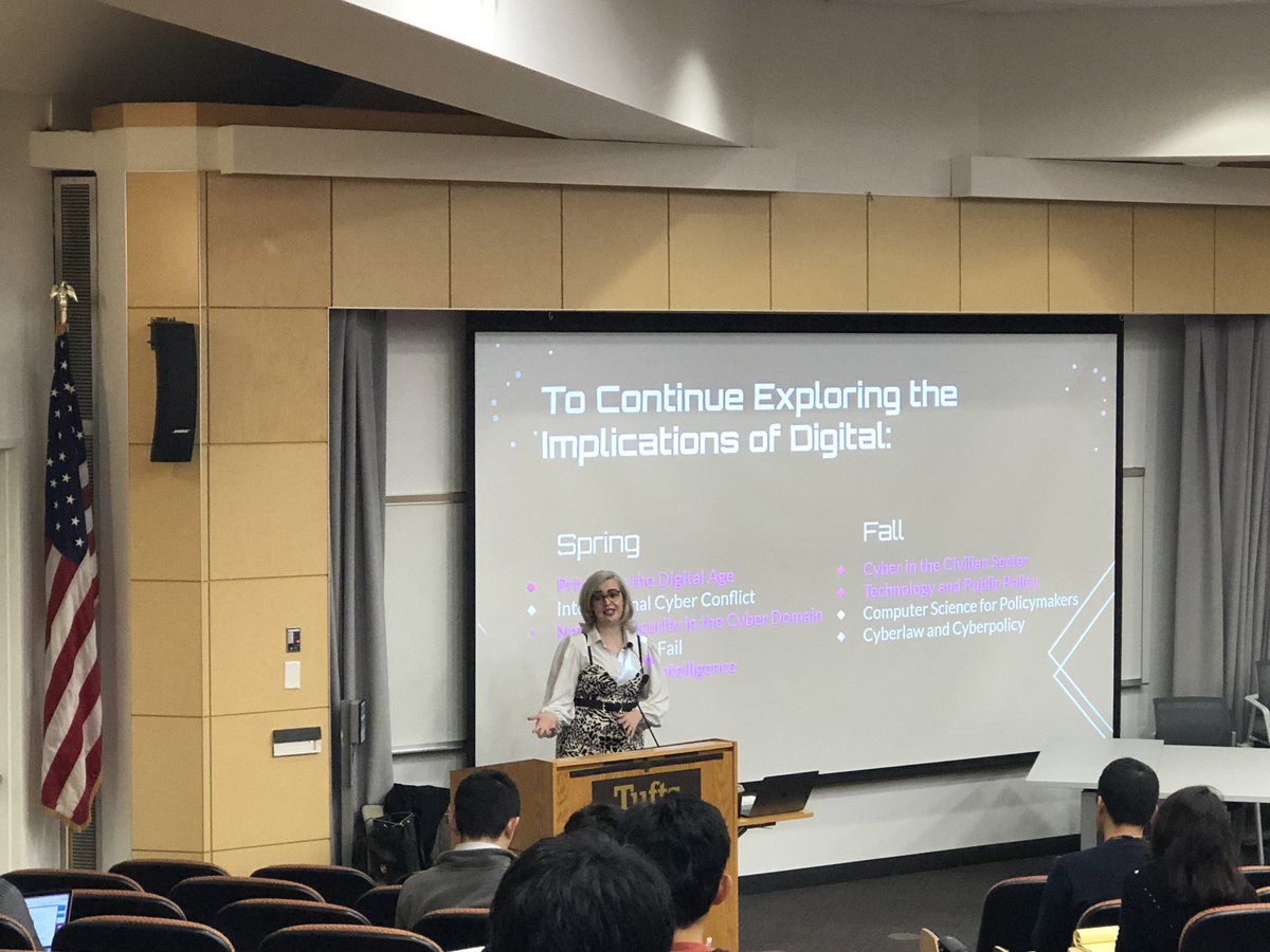 rockfordw's tweet photo. Blue skies at @FletcherSchool — and the fabulous @samantha_hubner returning to Fletcher to give a guest lecture on #CyberSecurity in #RoleOfForce ⚓️🌏🌍🌎⚓️ https://t.co/B9JvdmuIEr