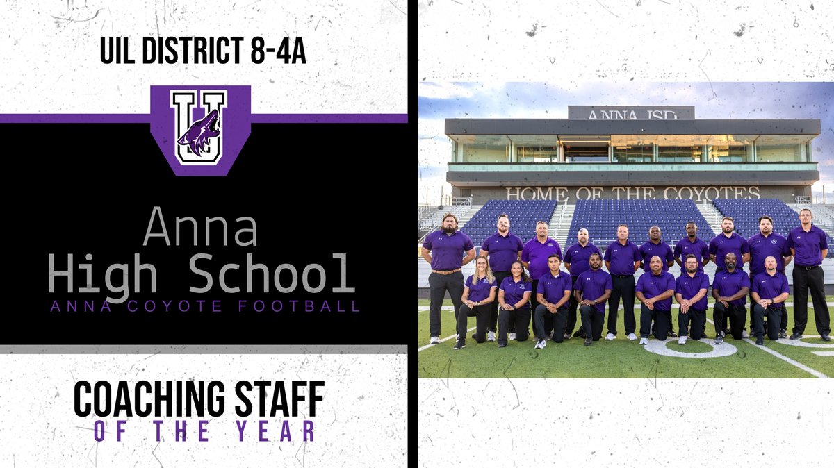 AnnaCoyotesFB's tweet photo. Congratulations to Anna High School
2022 District 8-4A Coaching Staff of the Year
@annaisdsports
@8_parr
#BuildingAnna
#CU https://t.co/VtlyH6xxMh