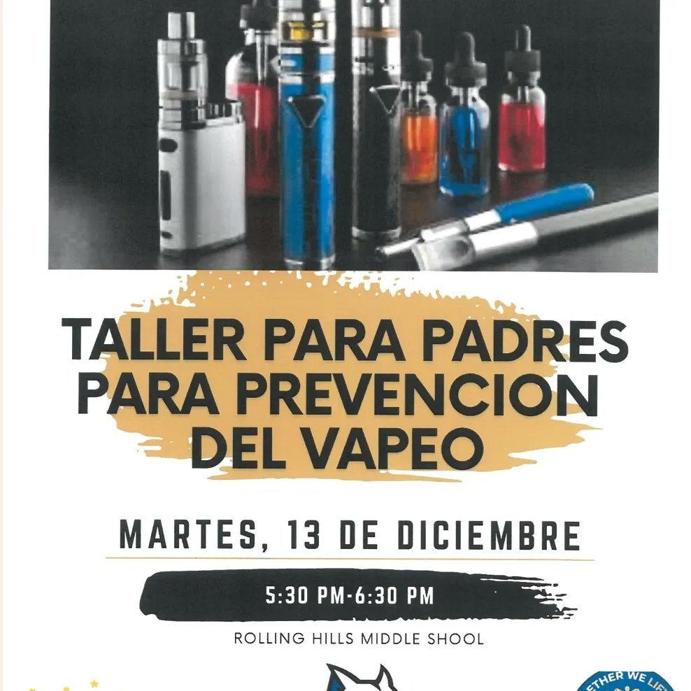 RhmsBobcats's tweet photo. Join us next Tuesday for our monthly parent workshop. This month's topic is vaping prevention. @PajaroValleyUSD @RhmsBobcats https://t.co/NN7v5q9lNp