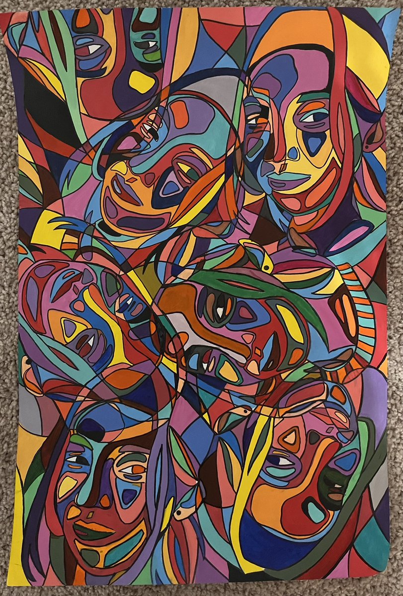 And check out this Adv Art 1 painting! Vamshika portrayed the cubism look in self portrait so accurately! Amazing piece! <a href="/LebanonTrailHS/">Lebanon Trail</a> <a href="/friscofinearts/">FISD Fine Arts</a>