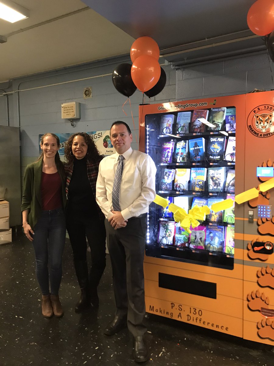 CSAPatterson's tweet image. Amazing ribbon cutting today for a book vending machine at X130!  Congratulations to Principal Velazquez and AP Dibetta.  Shout out to Principal Ortiz for bringing her MS students by to celebrate at their former elementary school. @FollowCSA @CannizzaroCSA @hrubio