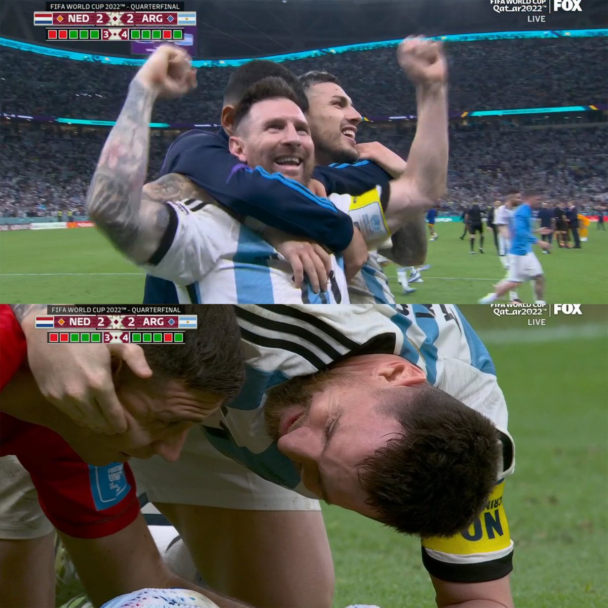 sportingnews's tweet photo. Messi is all smiles as Argentina advances in the World Cup 😄 🇦🇷

#FIFAWorldCup https://t.co/gnGXlvKtei