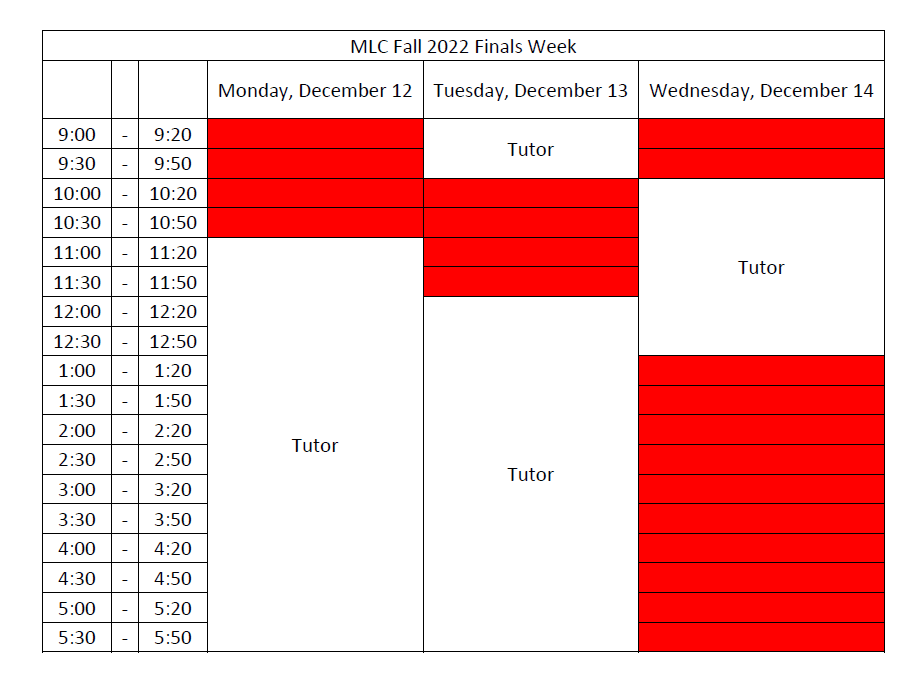 Studying for your math final? See below for the MLC hours during finals week 🐴 #MustangSuccess