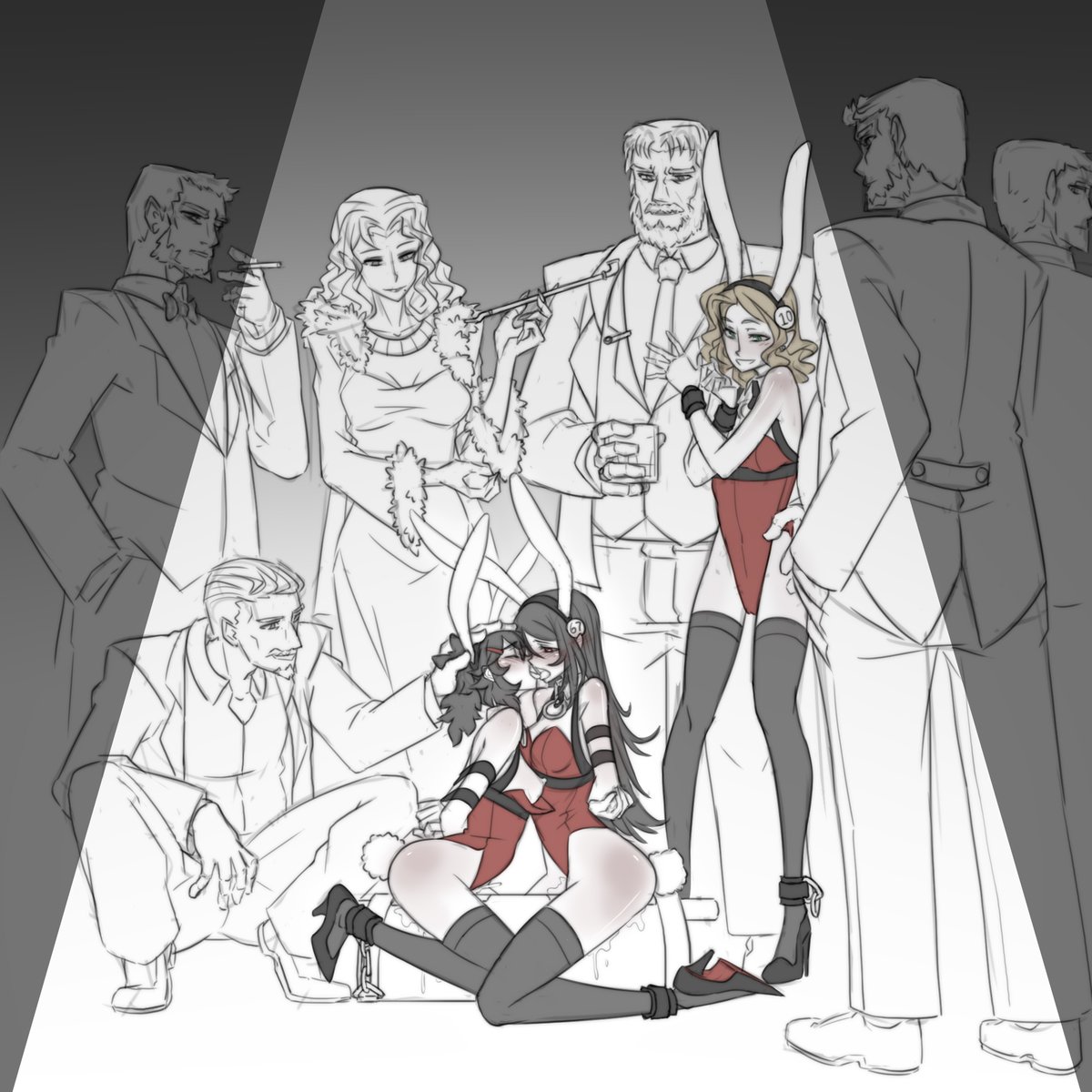 Felisamos2's tweet photo. "It's so late... I can't even think anymore...  How long has it been...?  Is that... Ten?"

The Casino Night After-party continues late into the night, and the after-dinner entertainment is... https://t.co/yo7EoDqGO8