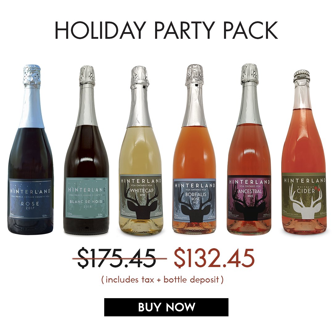 hinterlandwine's tweet image. There are only 60 bottles of Rosé Method Traditional from our 2017 vintage. We're offering you one of the 60 as a token of our gratitude. 
This bundle will please every palate &amp;amp; you can ring in the New Year confident in the knowledge you threw a party like it was 1999.